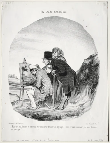 But yes, my dear, I assure you that this gentleman is drawing a landscape... by Honoré Daumier, print, 1846