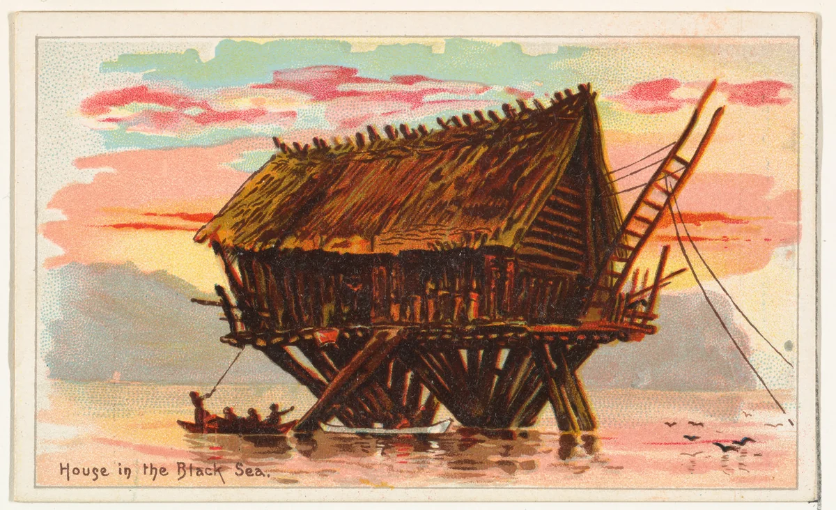 House in the Black Sea, from the Habitations of Man series (N113) issued by W. Duke, Sons & Co. to promote Honest Long Cut Smoking and Chewing Tobacco by The Giles Company, print, 1890