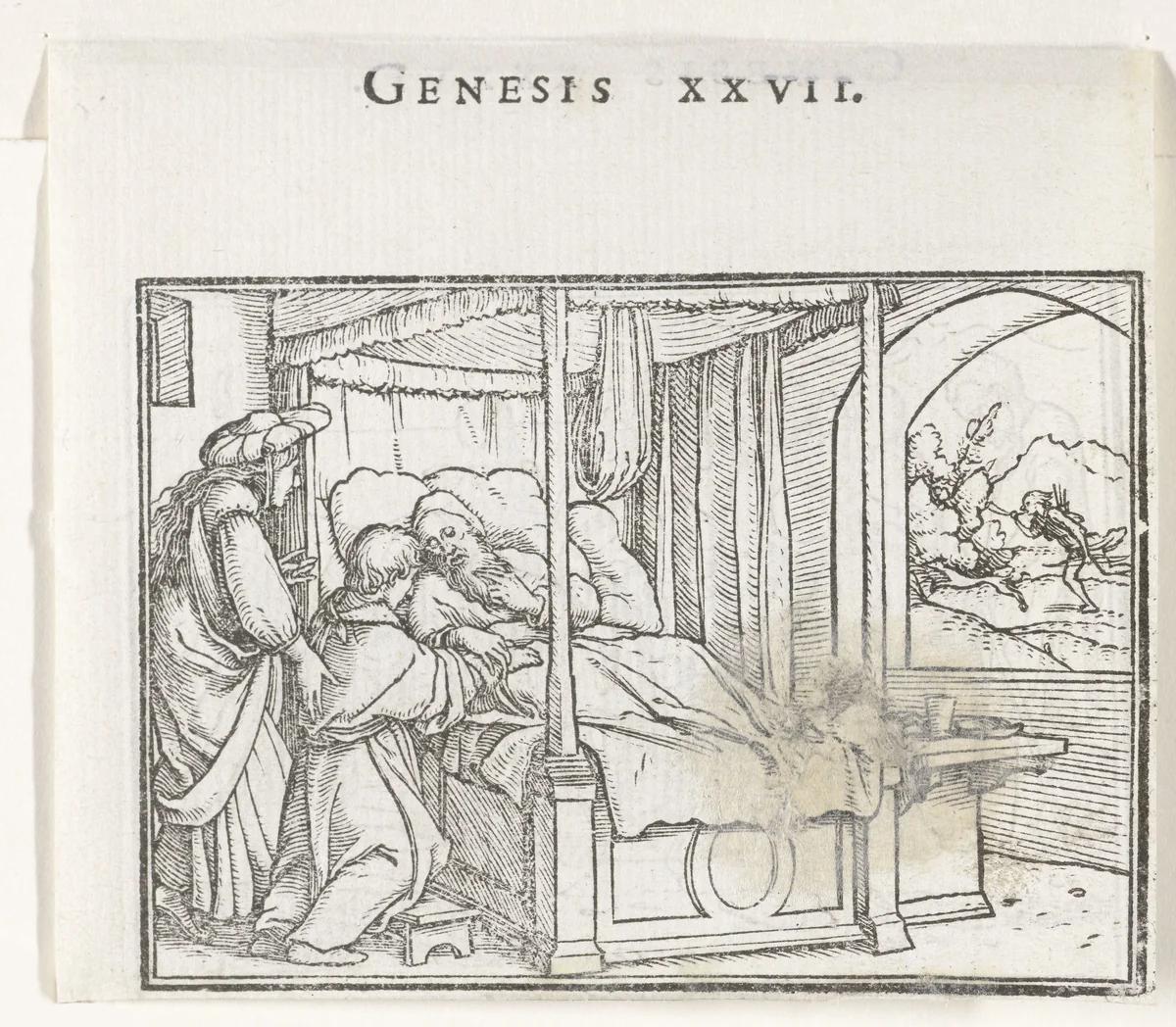 Isaak zegent Jakob by Hans Holbein, print, 1538