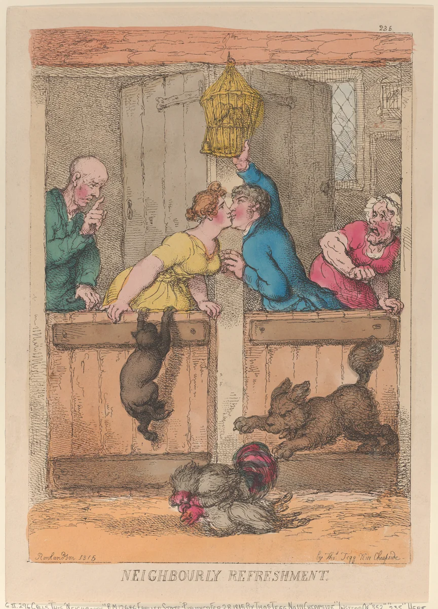 Neighbourly Refreshment by Thomas Rowlandson, print, 1815