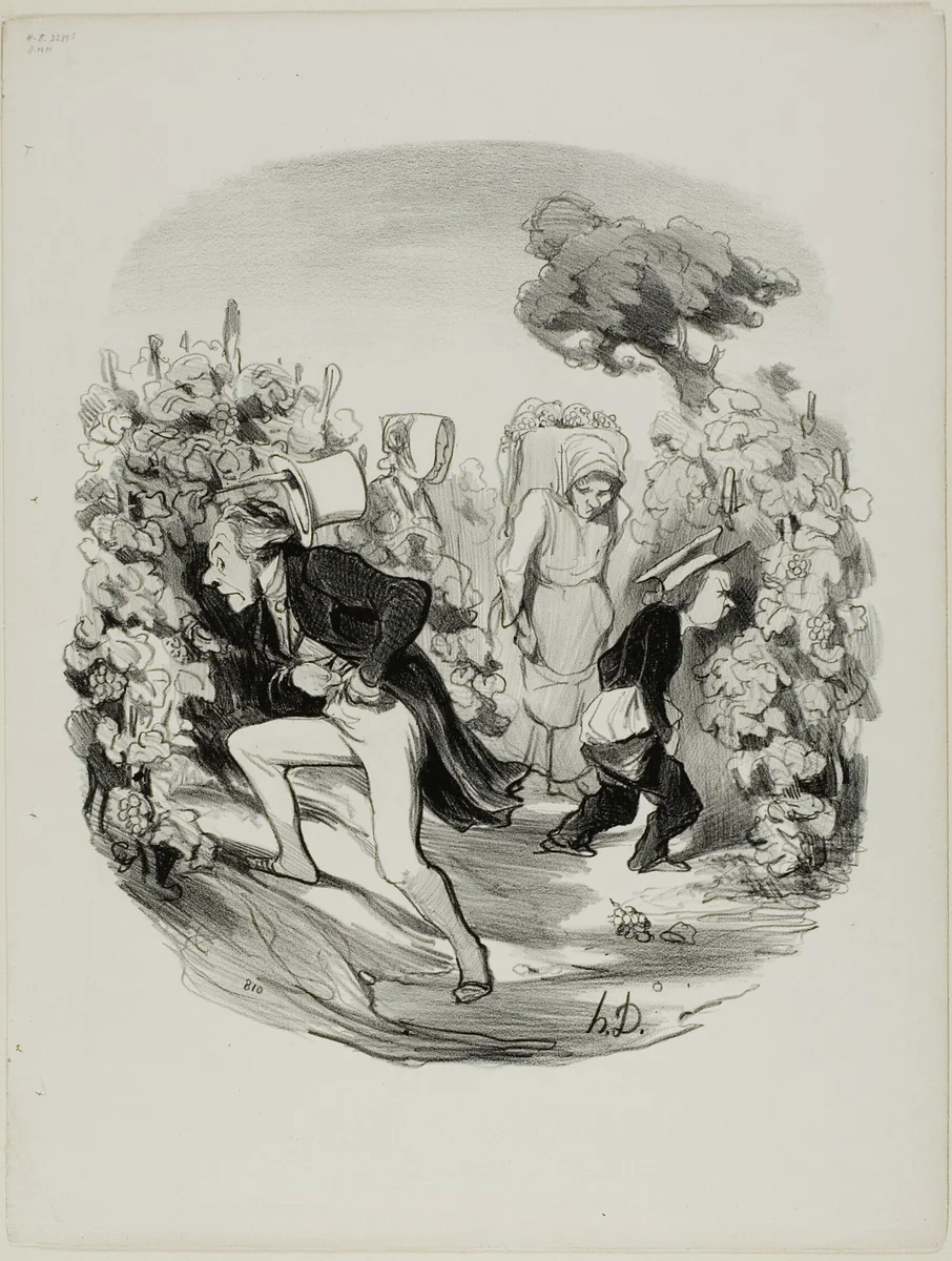 Oh Blast! ... the grapes really aren't good this year!, plate 24 from Pastorales by Honoré-Victorin Daumier, print, 1845