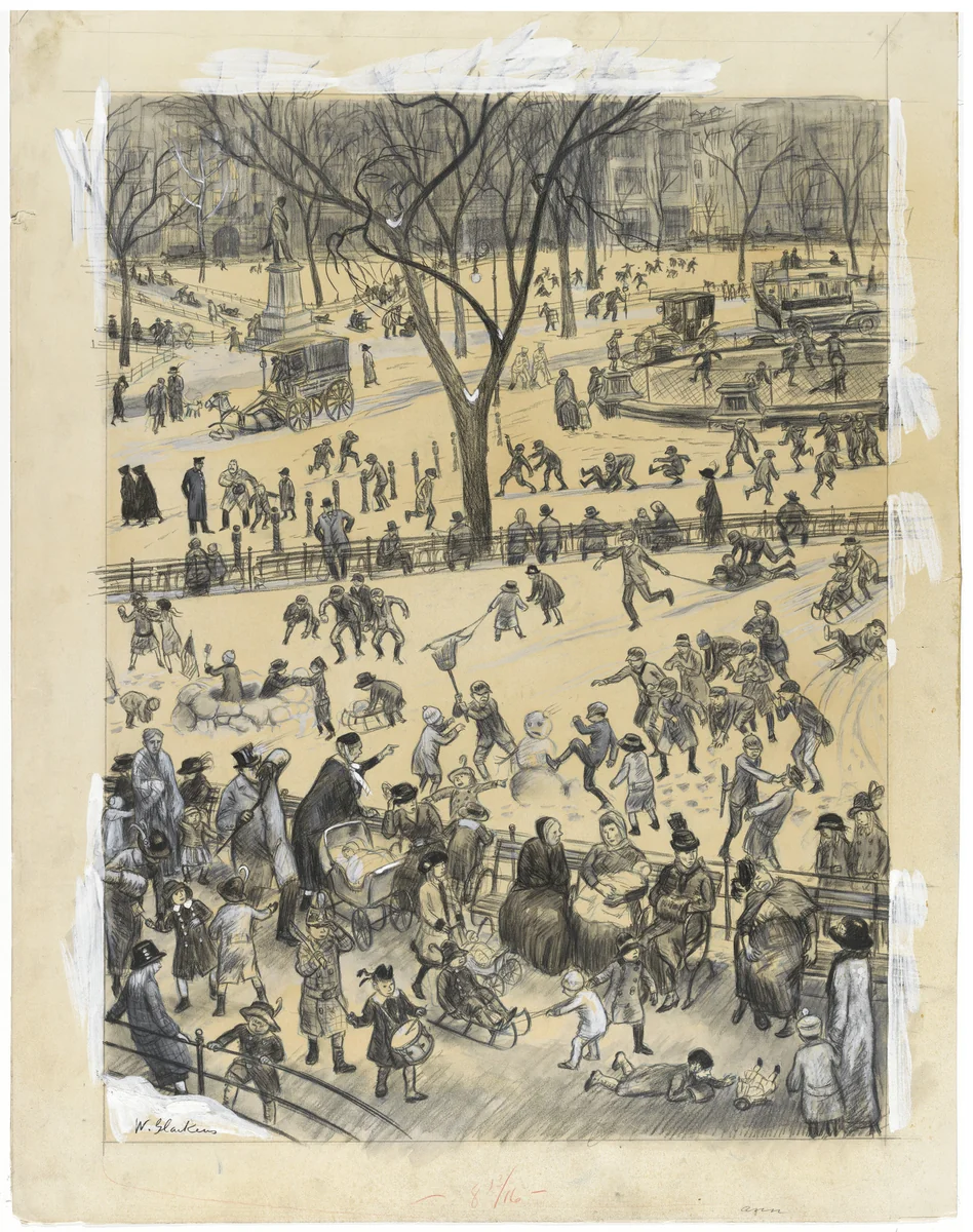 Washington Square by William Glackens, drawing, 1913