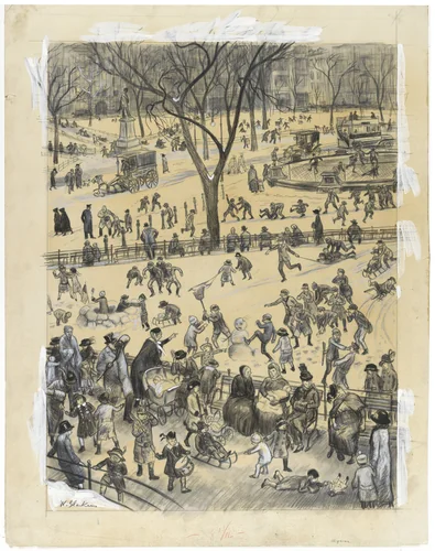 Washington Square by William Glackens, drawing, 1913