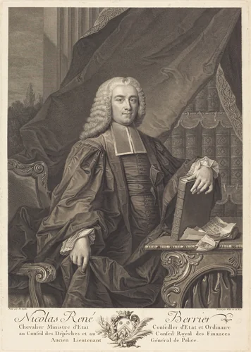 Nicolas Rene Berryer by Johann Georg Wille; Jean-François Delyen, print, 1715-1808