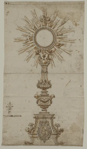 Design for a Monstrance by anonymous, drawing, 1600-1699