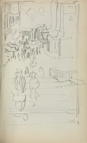 Italian Sketchbook: Stairs with Figures (page 165) by Maurice Prendergast, book, 1898-1899