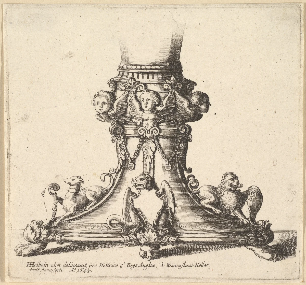 Base of an ornamental cup by Wenceslaus Hollar, print, 1645