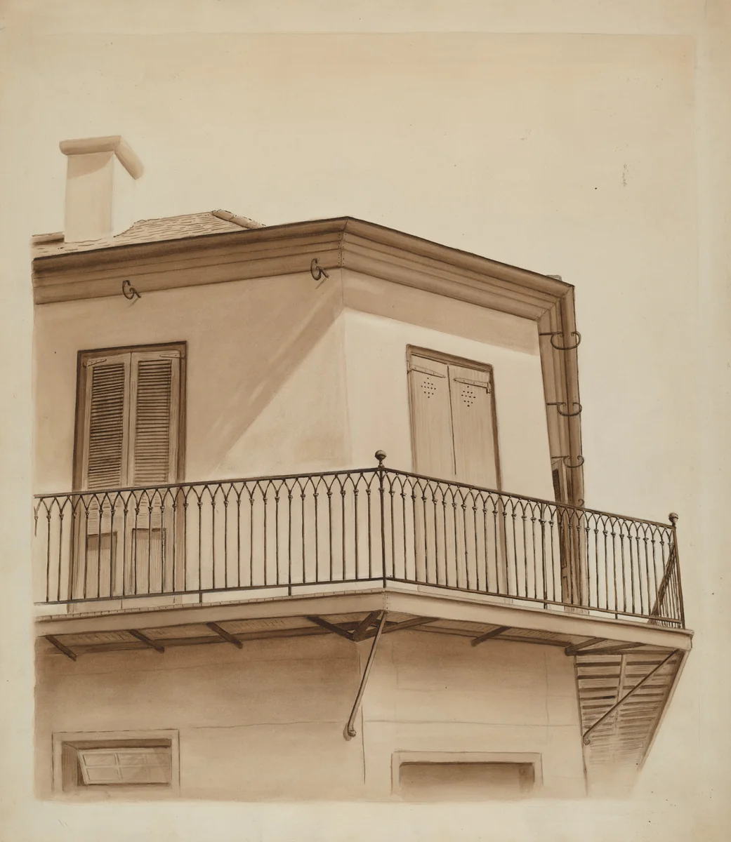 Wrought Iron Balcony Rail by Al Curry, index of american design, 1936