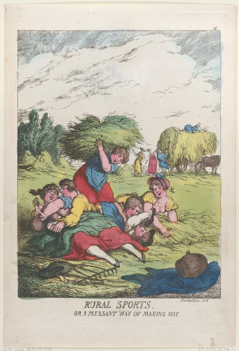 Rural Sports, or a Pleasant Way of Making Hay by Thomas Rowlandson, print, 1814