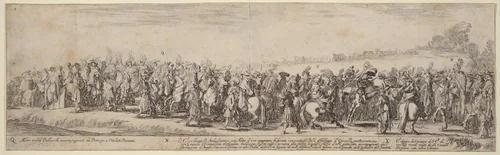 Polish Nobles, His Excellency the Ambassador, and His Carriage by Stefano della Bella, print, 1633