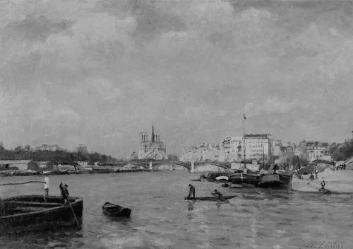 View on the Seine, Paris by Stanislas Lépine, painting, 1867-1877