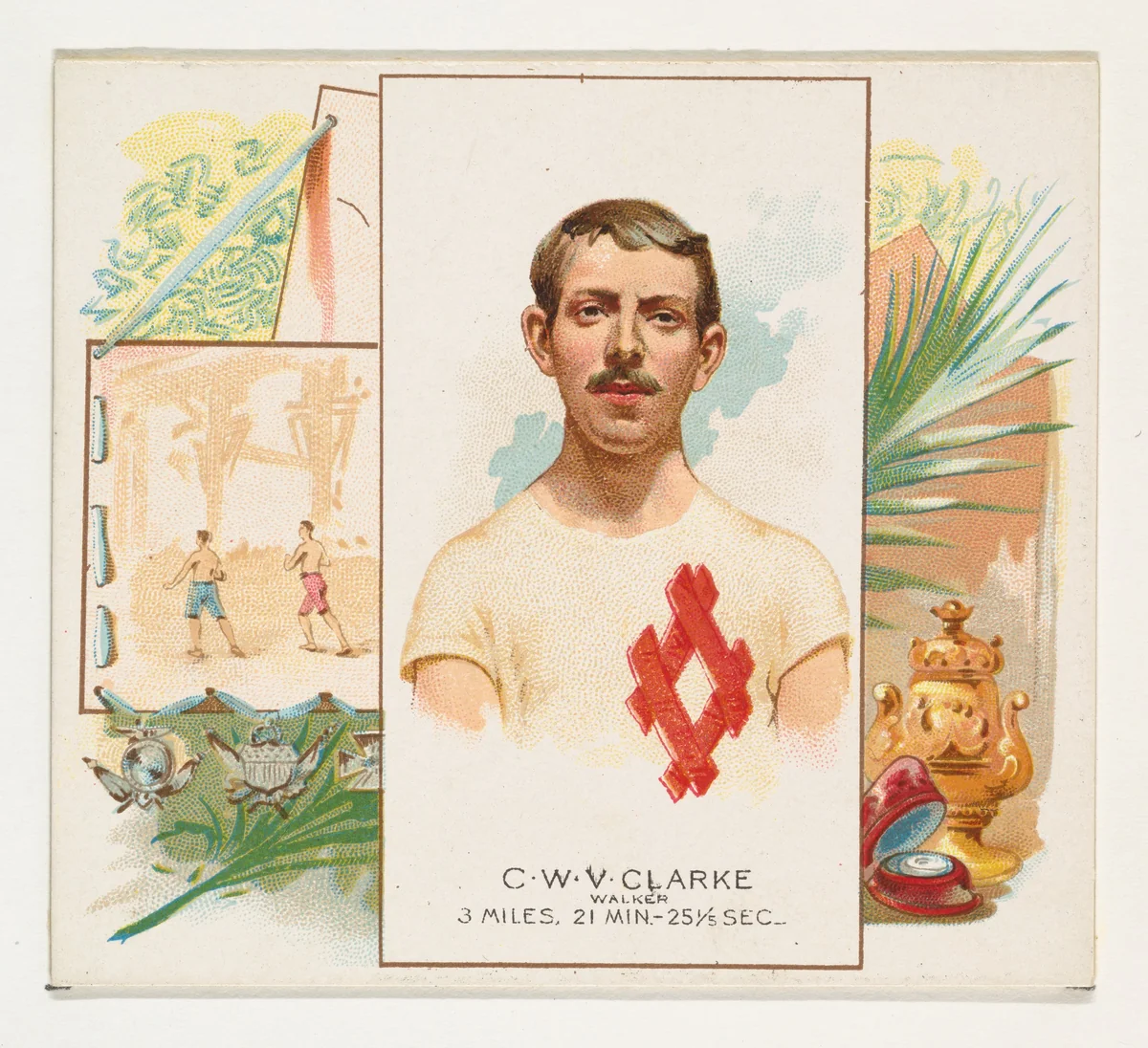 C.W.V. Clarke, Walker, from World's Champions, Second Series (N43) for Allen & Ginter Cigarettes by Allen & Ginter, print, 1888