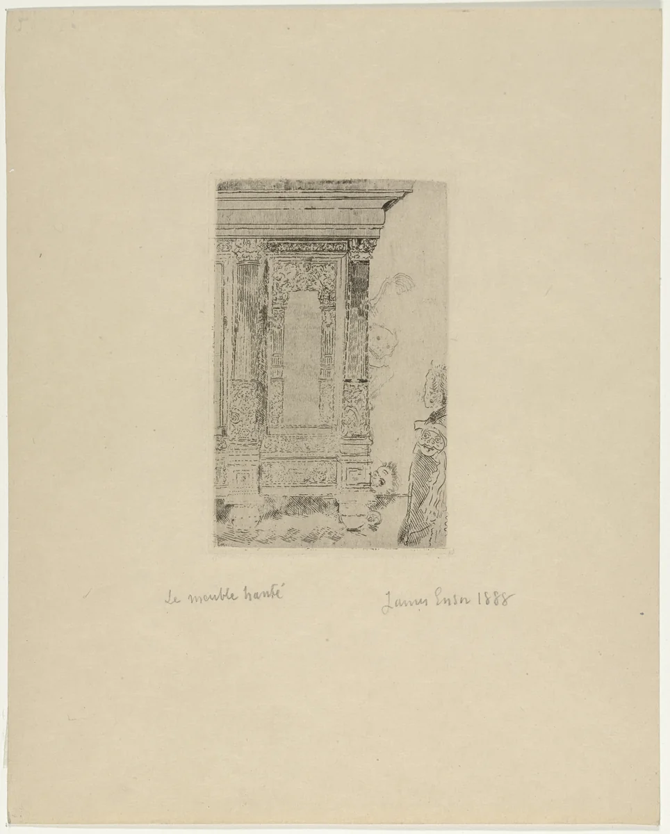 The Haunted Furniture (Le meuble hanté) by James Ensor, print, 1888