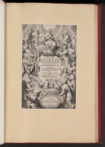 Title Page for Pedro de Ribadineira and Heribert Rosweyde, Generale Legende der Heylighen by Jan Collaert
Peter Paul Rubens
Hieronymus Verdussen, print, 1619