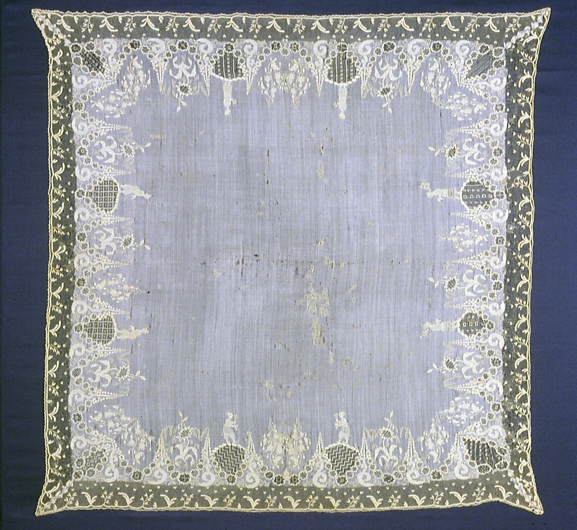 Handkerchief by England or France, textile, 1701-1800