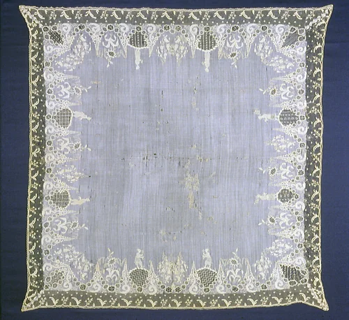Handkerchief by England or France, textile, 1701-1800