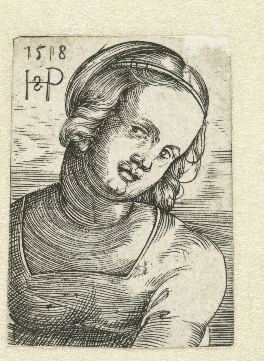 Borstbeeld van een jonge vrouw by Unknown, print, 1518