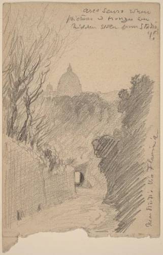 Arco Oscuro--Over the Via Fiaminia by Elihu Vedder, drawing, 1890