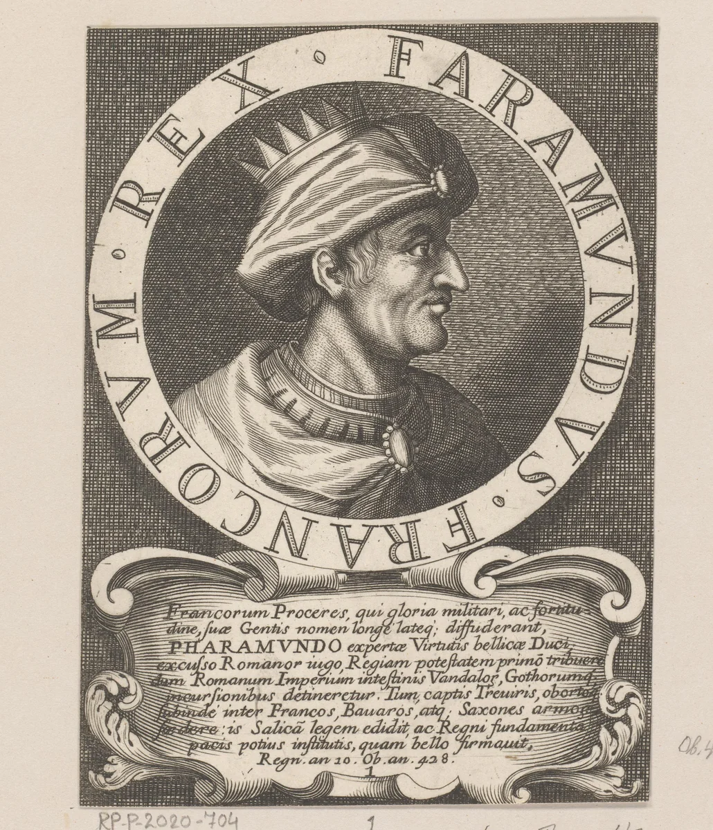 Portret van Pharamond, koning der Franken by anonymous, print, 1630-1699