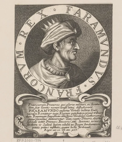 Portret van Pharamond, koning der Franken by anonymous, print, 1630-1699
