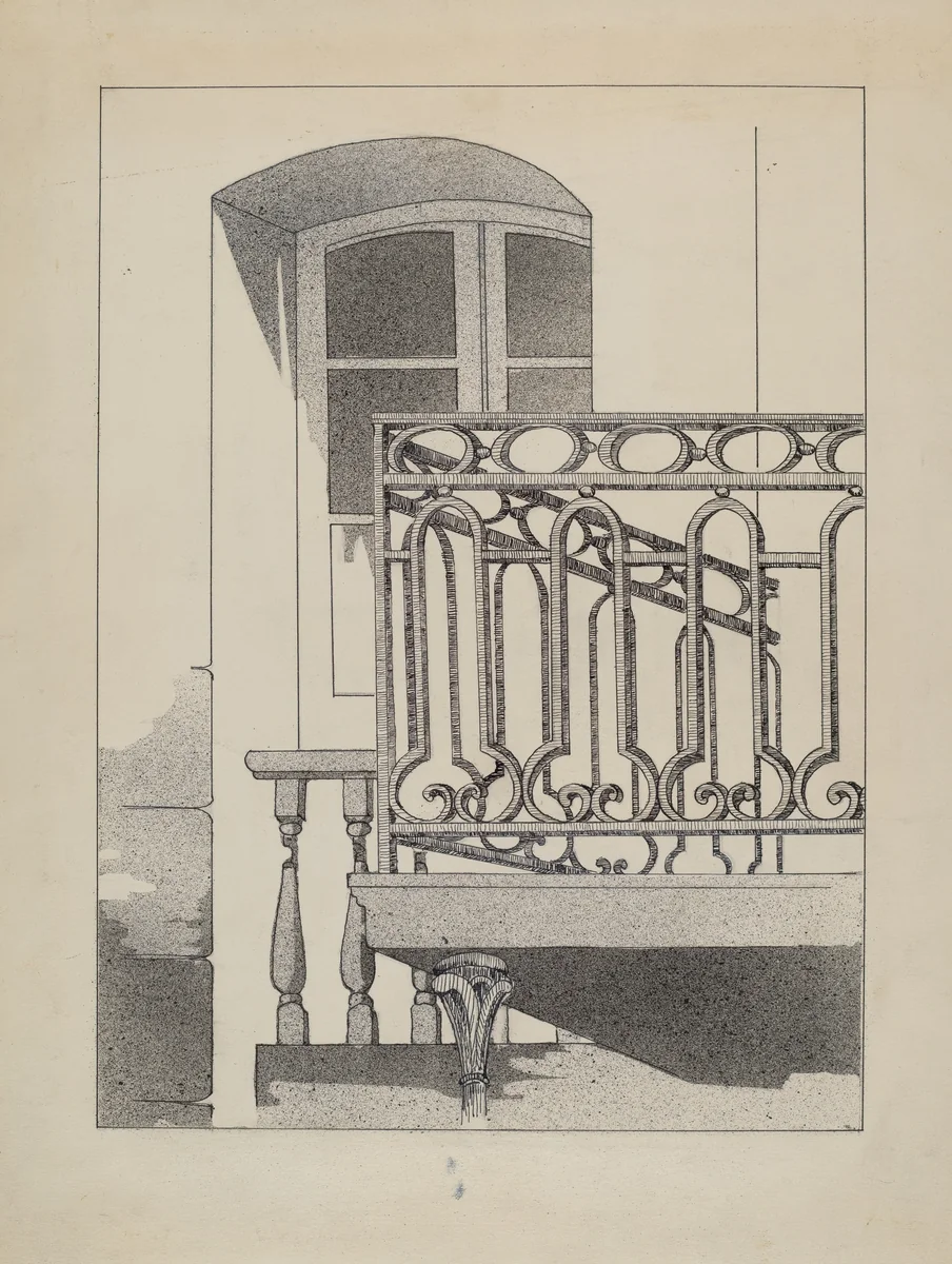 Iron Balcony by Aurelia Arbo, index of american design, 1936