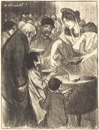 Waiting (En attendant) by Théophile Alexandre Steinlen, print, 1895