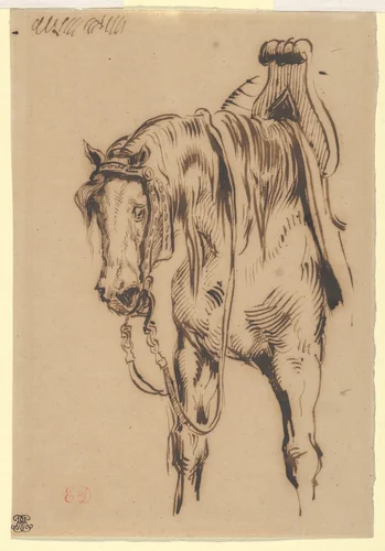 Goetz van Berlichingen's Horse by Eugène Delacroix, drawing, 1842