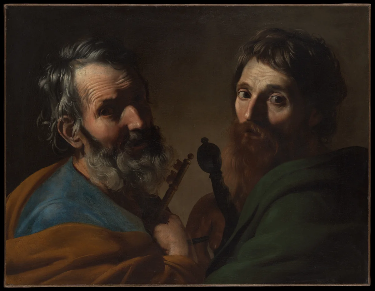 Saints Peter and Paul by Bartolomeo Manfredi, painting, 1620-1629