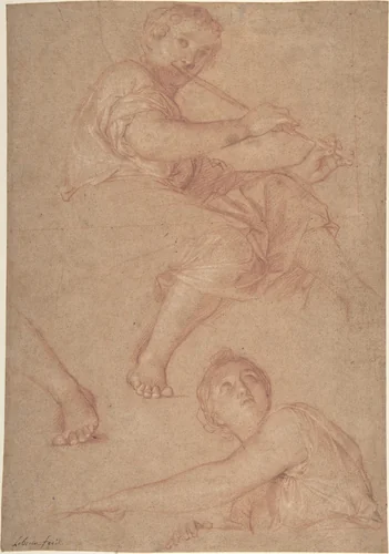 Two Muses by Charles Le Brun, drawing, 1630-1690