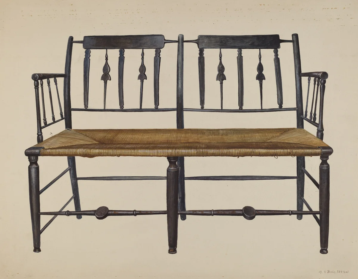 Settee by Amos C. Brinton, index of american design, 1942