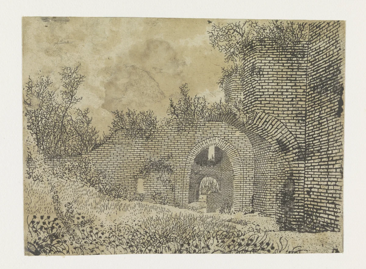 Ruins of Brederode Castle by Hercules Segers, print, 1618-1622