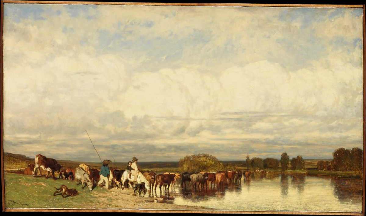 Cows Crossing a Ford by Jules Dupré, painting, 1836