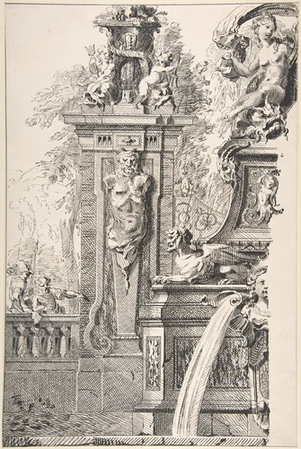 Study for a Garden Capriccio by Gilles Marie Oppenord, drawing, 1685-1742