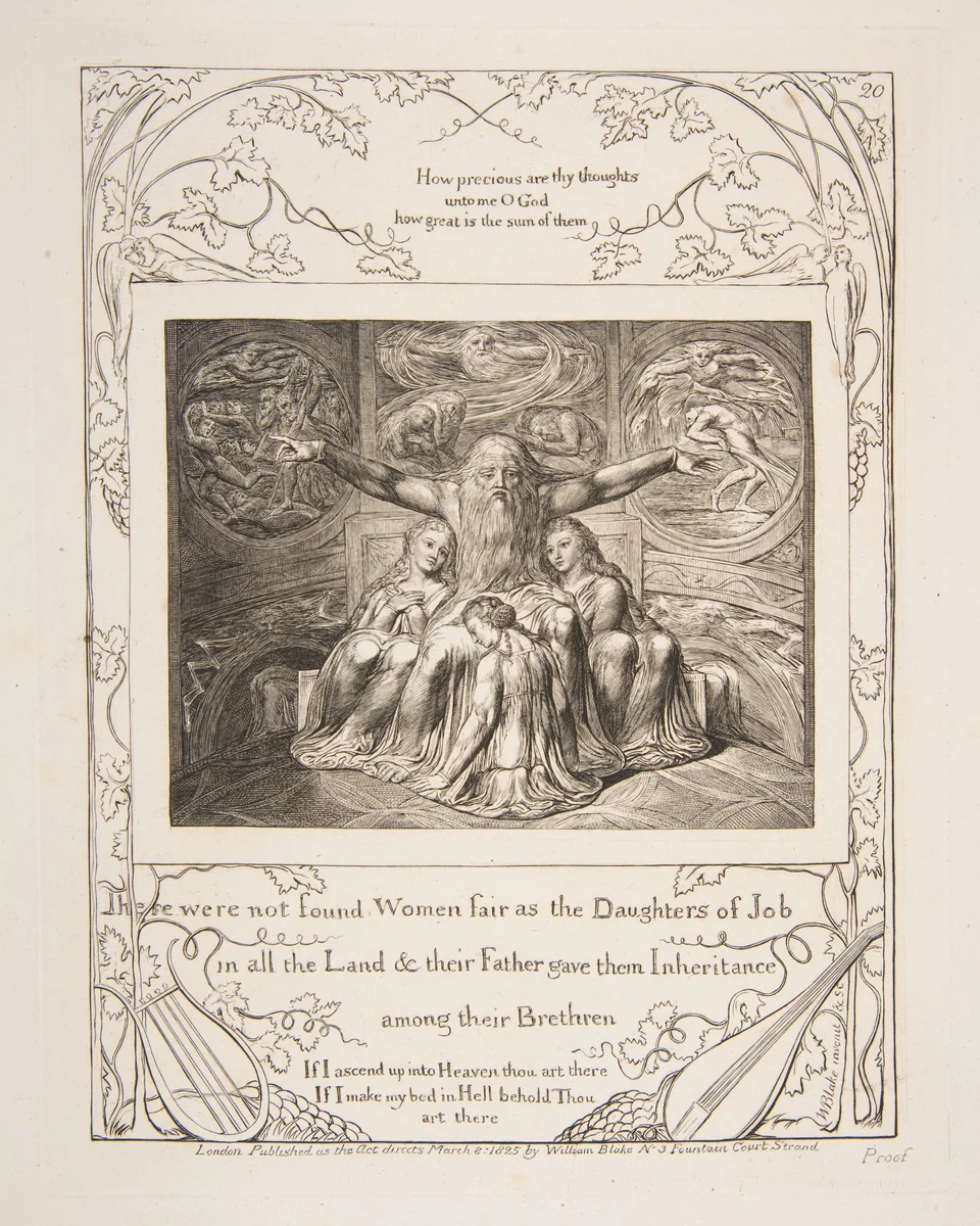 Job and his Daughters by William Blake, print, 1825-1826