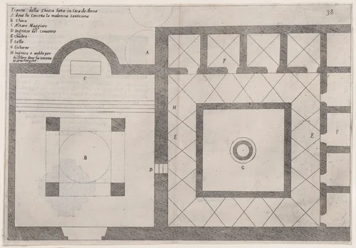Plate 31, from "Trattato delle Piante & Immagini de Sacri Edifizi di Terra Santa" (Treatise of the Plans & Images of the Sacred Buildings of the Holy Land) by Jacques Callot, print, 1620