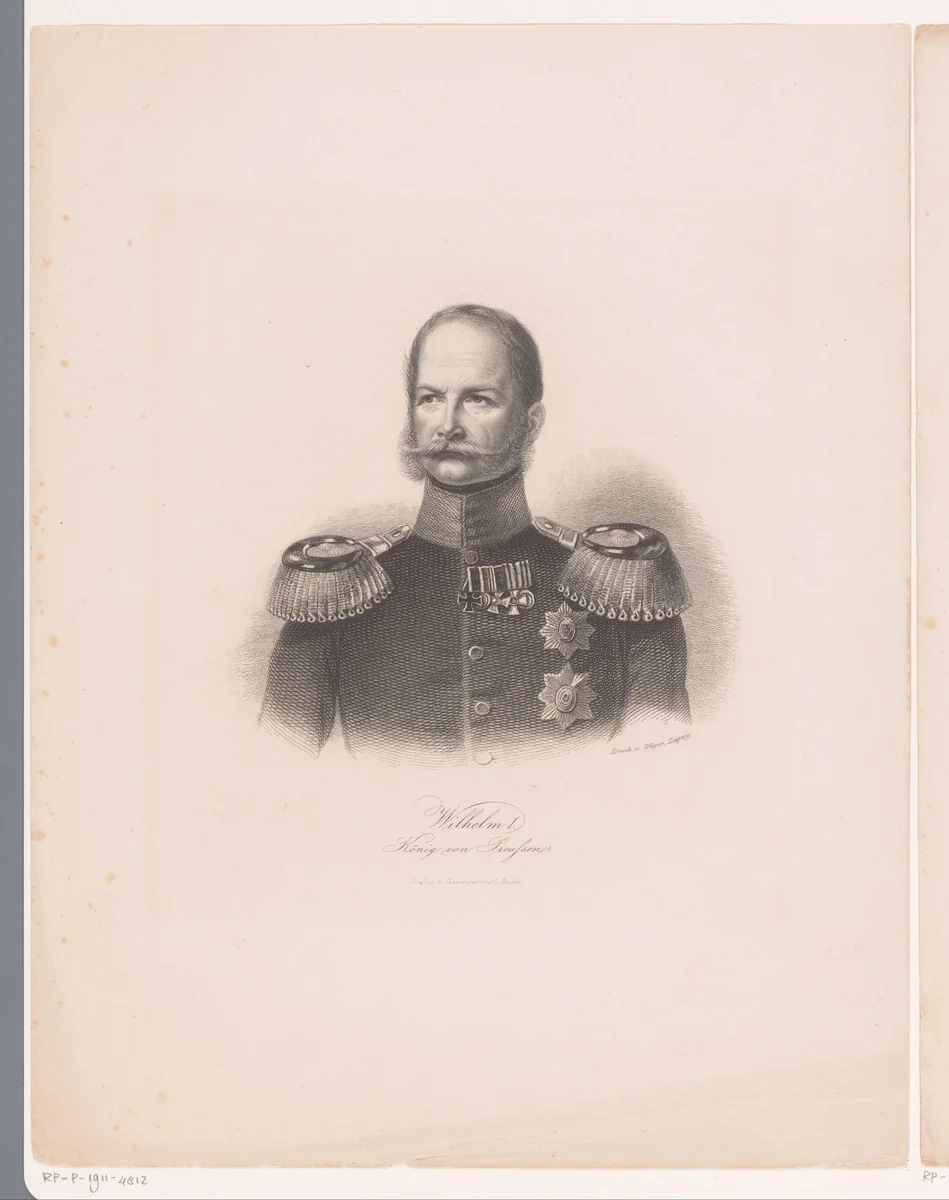 Portret van Wilhelm I, keizer van Duitsland by August Weger, print, 1861-1892