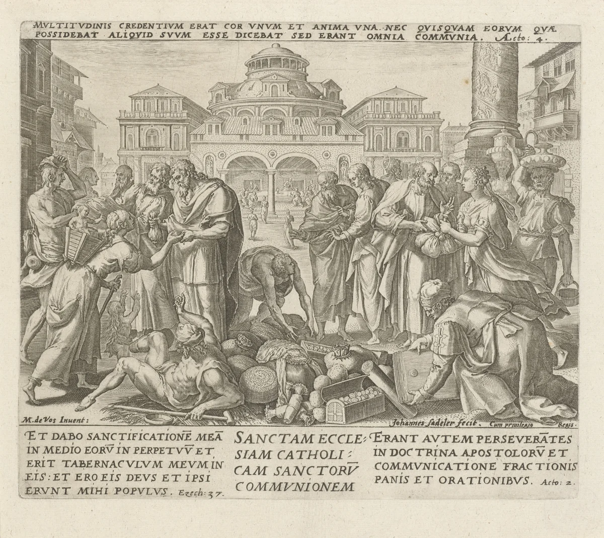 Handelingen der apostelen: 'de heilige katholieke Kerk, de gemeenschap van de heiligen' by Unknown, print, 1579