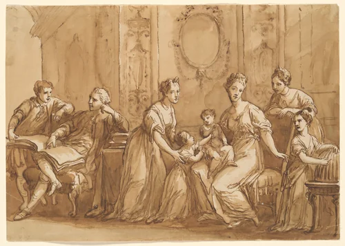 An English Family Group by Antonio Zucchi, drawing, 1771-1795