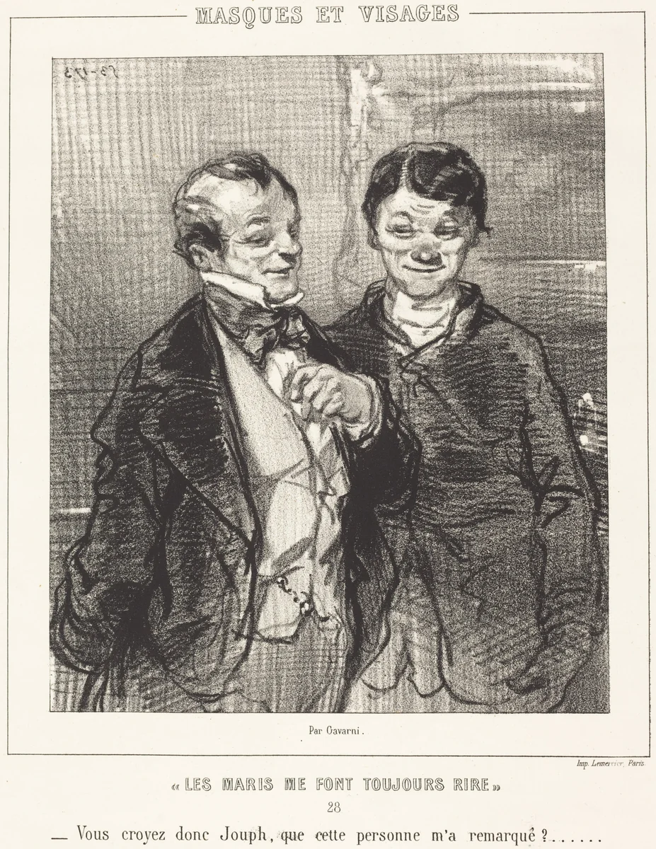 "Les Maris me font toujours rire" (Husbands Always Make Me Laugh) by Paul Gavarni, print, 1852-1853