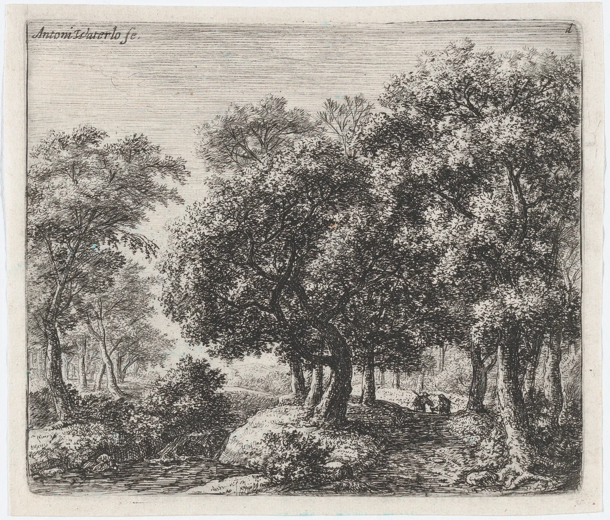 The Forest Lane (Les Deux Cavaliers) by Anthonie Waterloo, print, 1620-1690