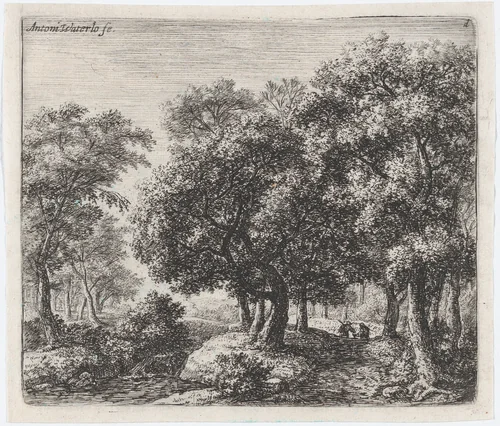 The Forest Lane (Les Deux Cavaliers) by Anthonie Waterloo, print, 1620-1690