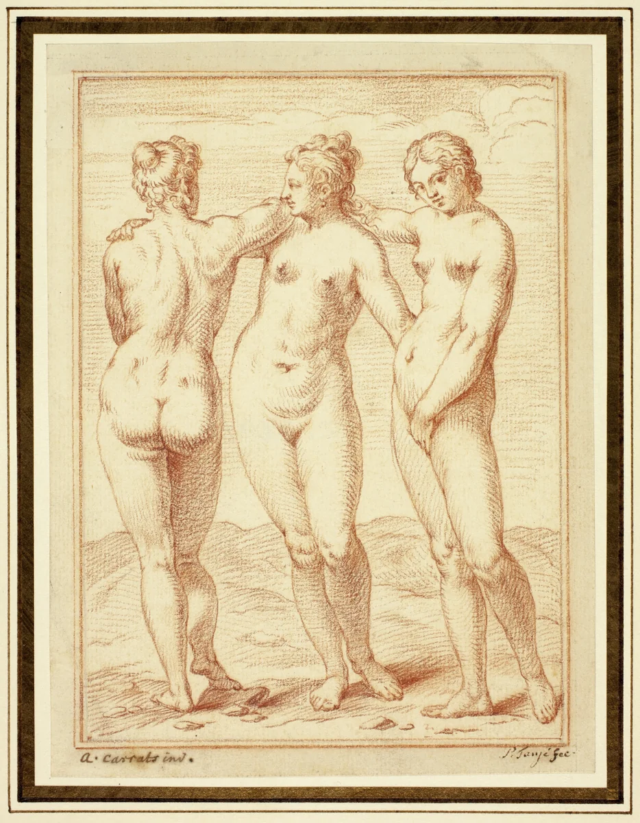 The Three Graces by Pieter Tanjé, drawing, 1726-1761