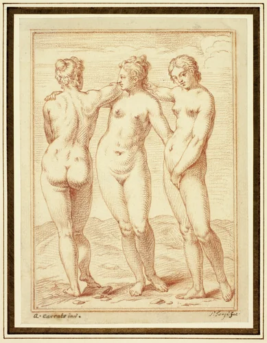 The Three Graces by Pieter Tanjé, drawing, 1726-1761