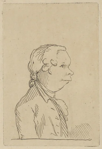 Oliver Goldsmith by Henry William Bunbury, print, 1765-1775