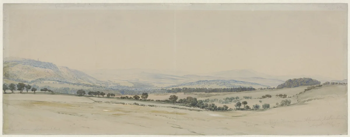 Heuvellandschap in Northumberland by William Turner, drawing, 1847