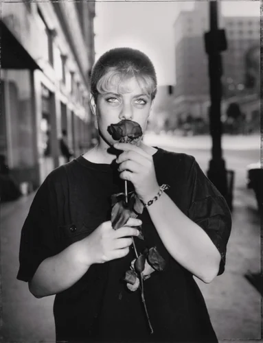 Macki with Red Rose by Jim Goldberg, photograph, 1989