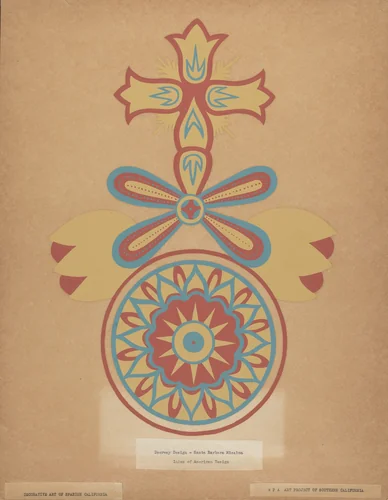 Santa Barbara Mission Doorway Design from the portfolio "Decorative Art of Spanish California" by American 20th Century, index of american design, 1935-1942