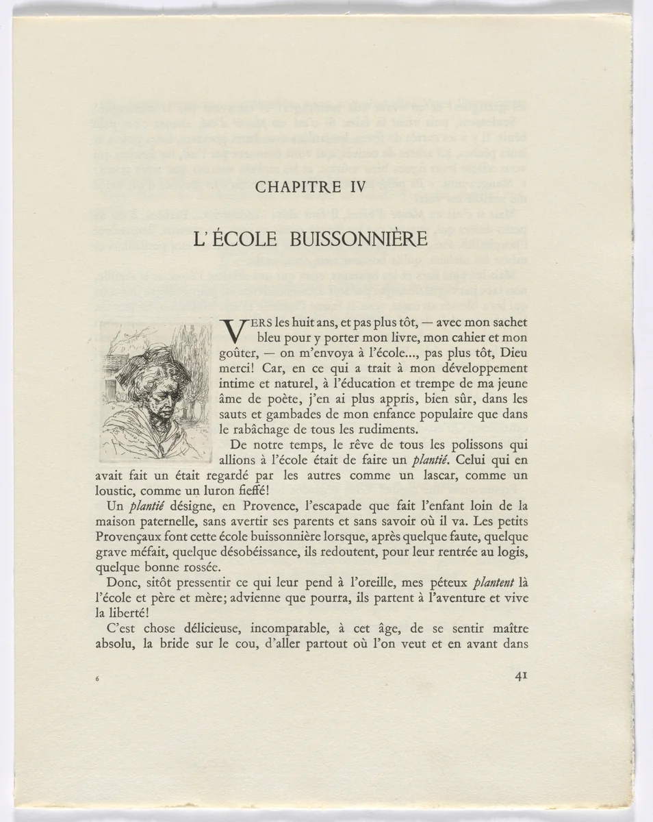 Frédéric Mistral: Mémoires et Recits by Frédéric Mistral: bust of a woman (page 41) by Auguste Brouet, other, 1937