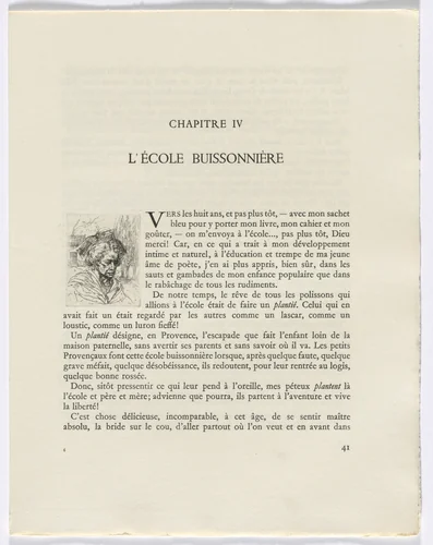 Frédéric Mistral: Mémoires et Recits by Frédéric Mistral: bust of a woman (page 41) by Auguste Brouet, other, 1937