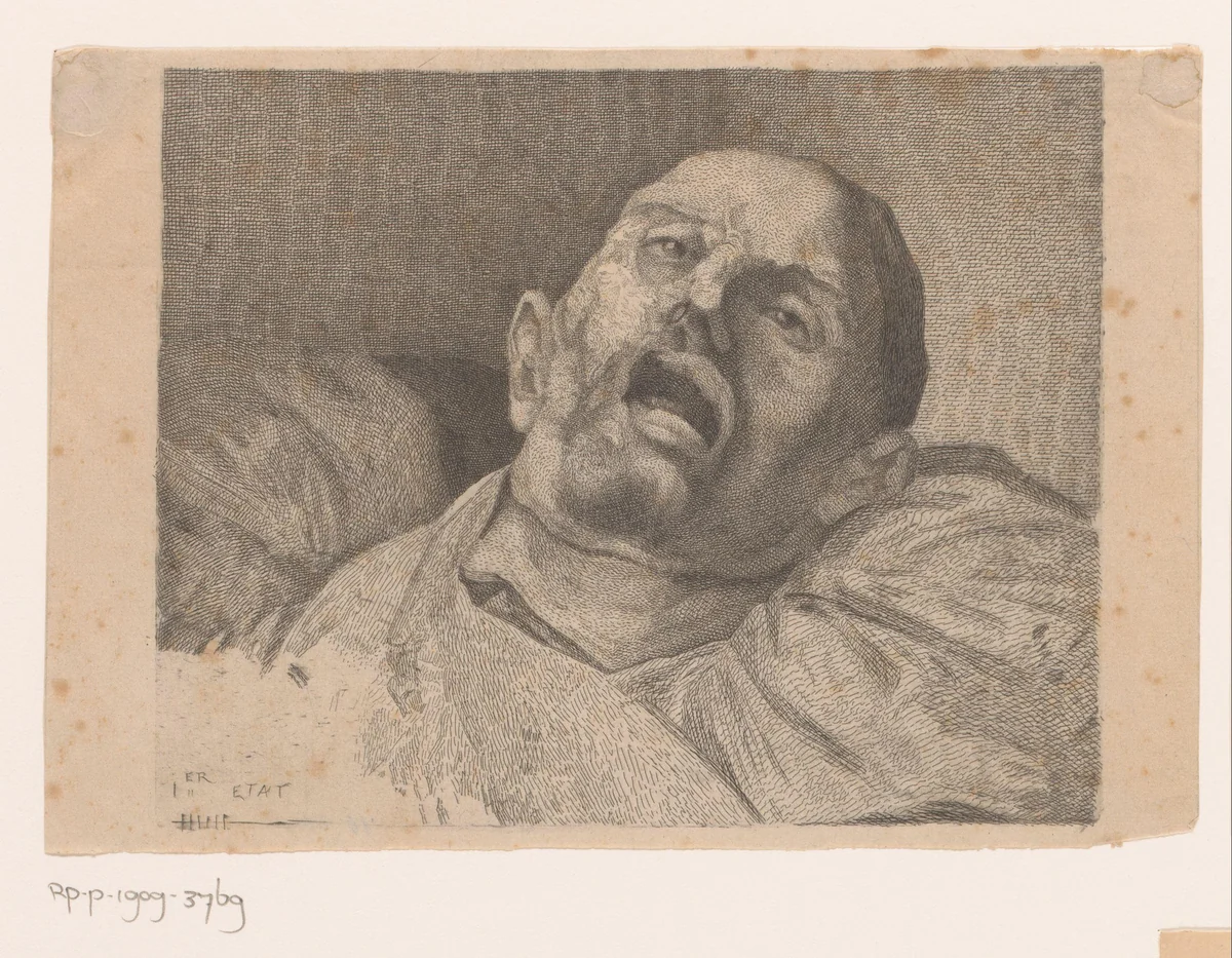 Hoofd van een onthoofde man by Auguste Danse, print, 1839-1909